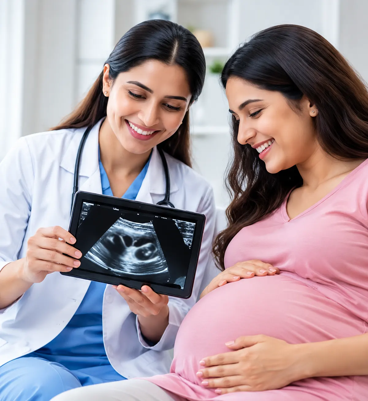 Doctor consulting pregnant patient